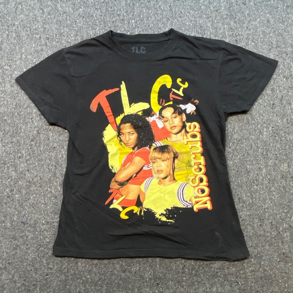 TLC TShirt Sz S Womens Black No Scrubs 90s R&B‎ Music Graphic Tee Streetwear